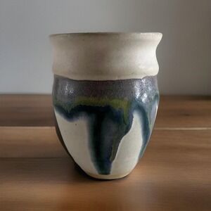 Robert Koch Pottery Bud Vase  Drip Glaze Hand Made 3.5"X5" whimsical sign Gothic